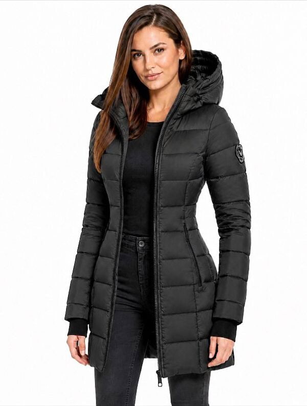 Halflange dames winterjas met bontkraag Sky (new generation) zwart Versano
