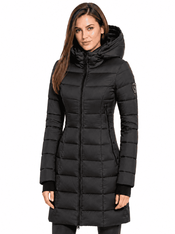 Halflange dames winterjas met bontkraag Sky (new generation) zwart Versano - Afbeelding 6