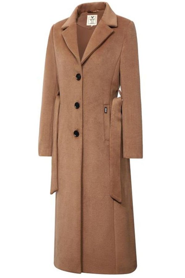 Abrigo mujer largo chaqueta Versano Delfin camel