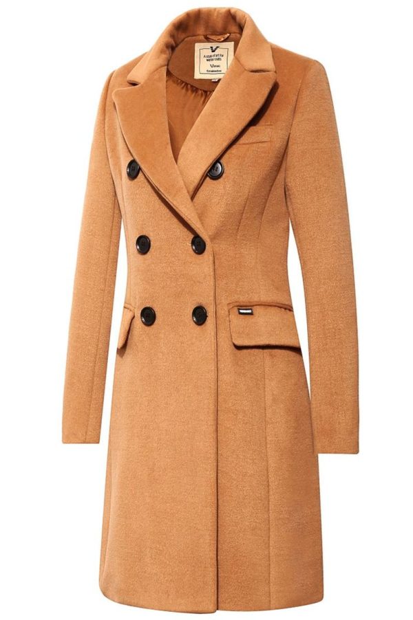 halflange dames mantel jas camel Valentina NG Versano