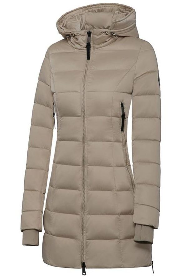 Halflange dames winterjas met bontkraag Sky (new generation) ecru Versano