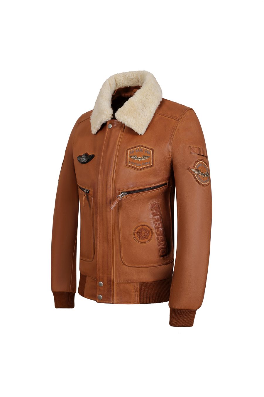 Heren jas Pilot leer cognac Versano - Imagen 2