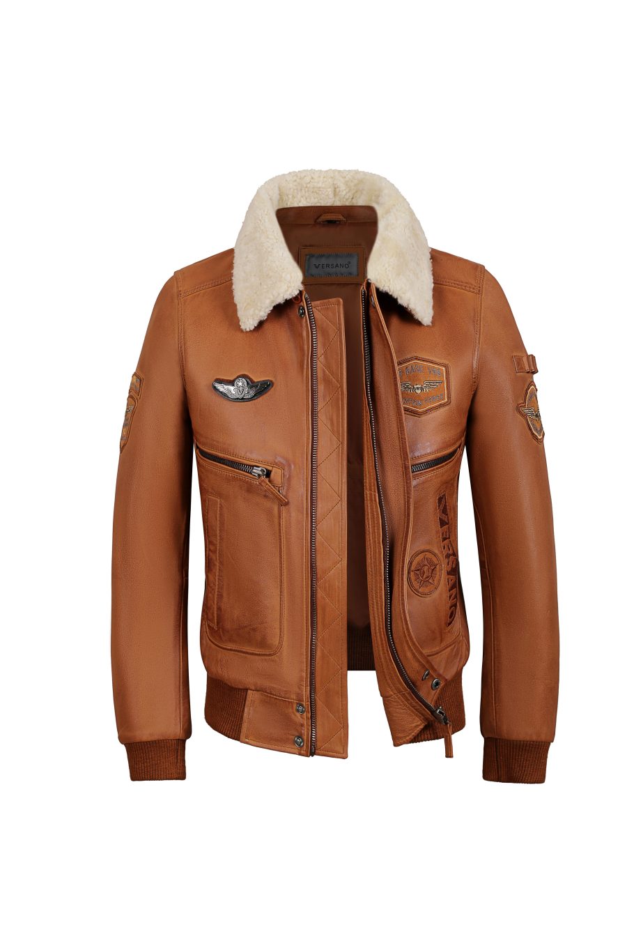 Heren jas Pilot leer cognac Versano - Imagen 4