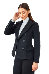 Korte dames mantel jas zwart Paris Versano