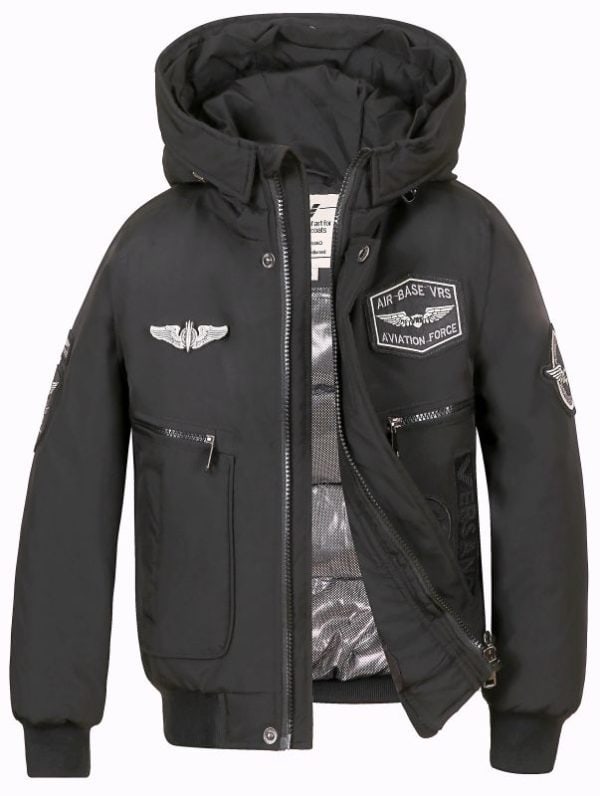 Winterjas pilot jongens Levi zwart Versano