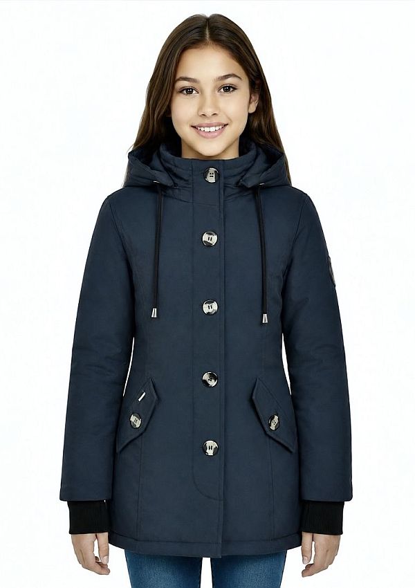 Halflange winterjas meisjes Harper blauw – Versano