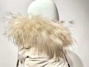 real fur collar beige