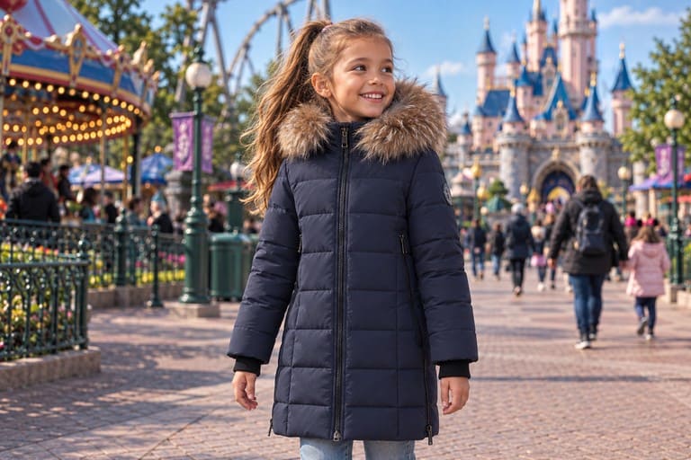 Halflange-winterjas-meisjes-Sky-kids-blauw-Versano