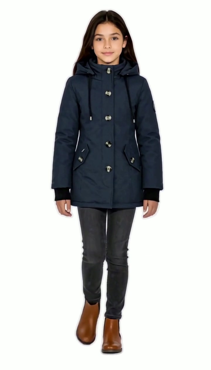 Productvideo van de blauwe Harper meisjeswinterjas van Versano