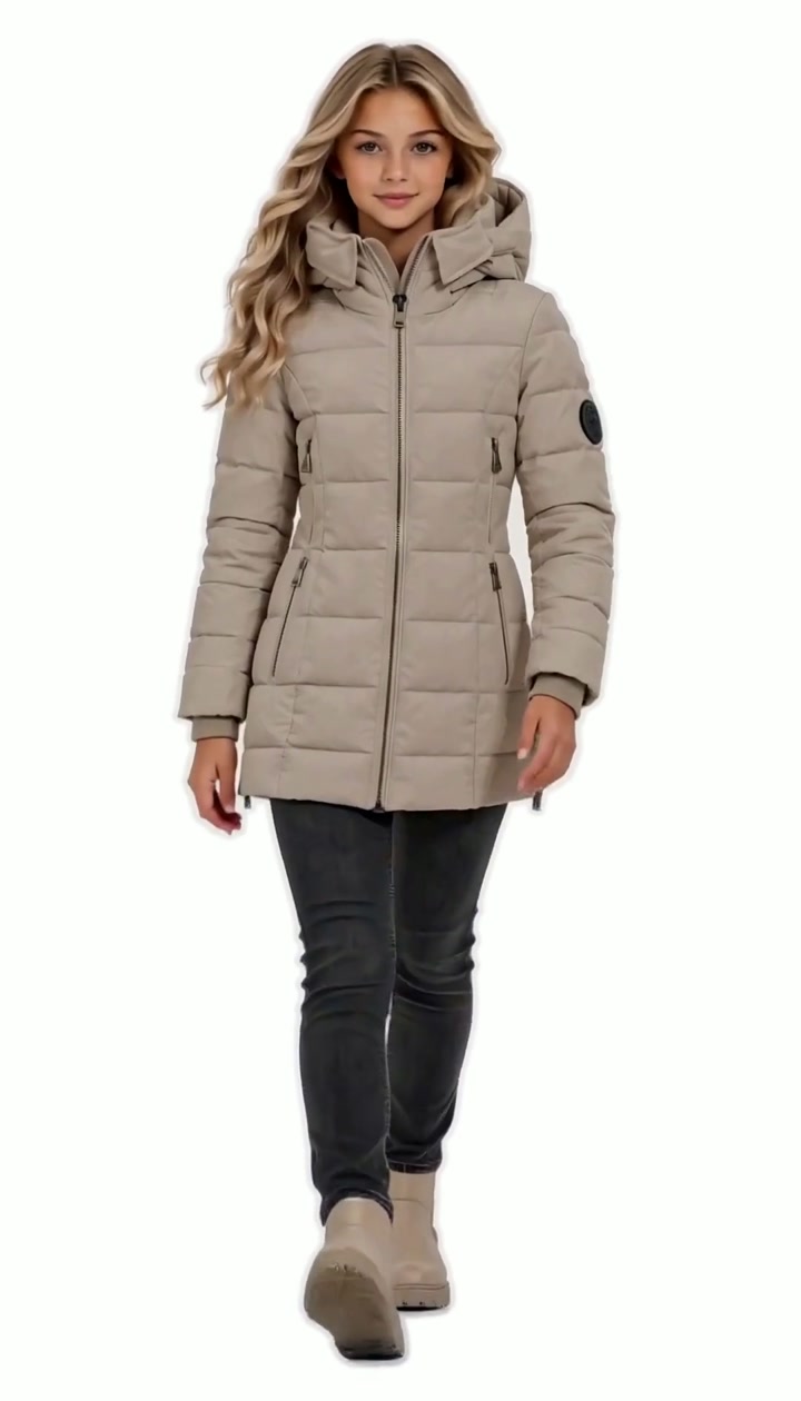 Productvideo van de beige Sky Kids meisjeswinterjas van Versano