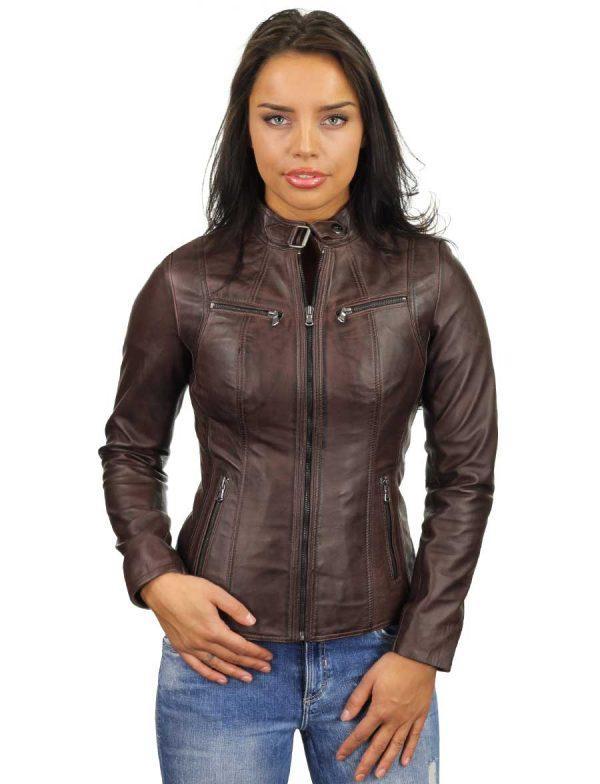 Leather ladies jacket 315 brown Versano