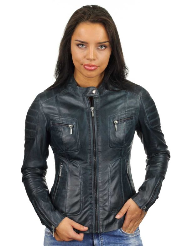 leather-jacket-ladies-blue-biker-jack-miami-versano-front-close