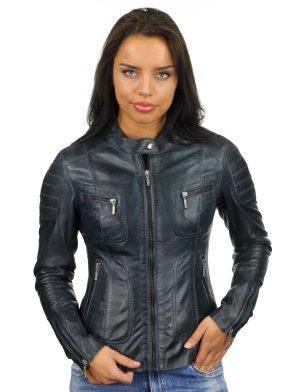 leren-jas-dames-blauw-biker-jack-miami-versano-voorkant-dicht