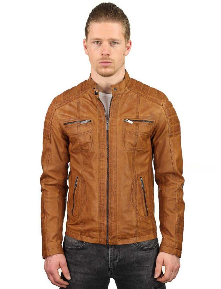 Leather jacket men cognac Versano TR44