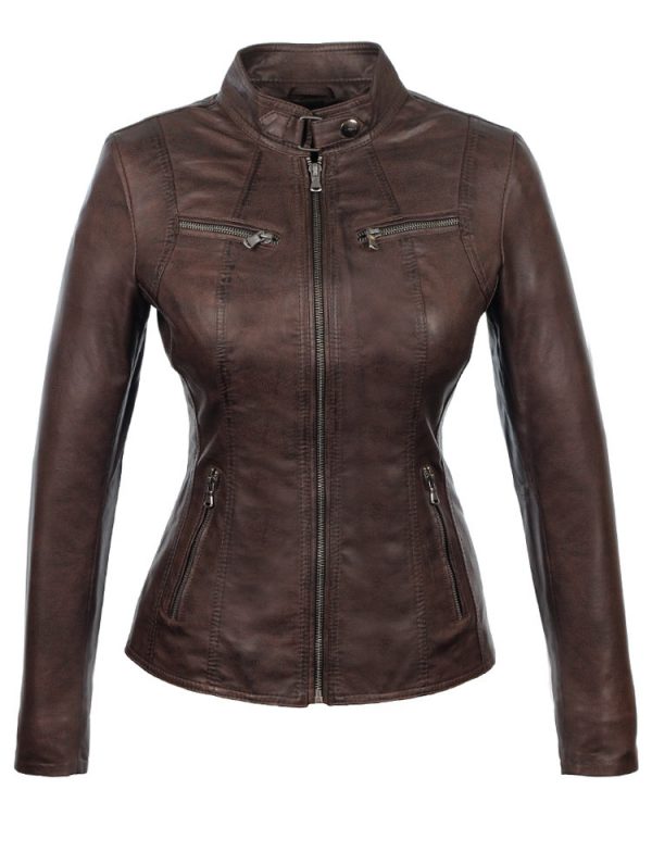 Women's faux leather jacket Brown 315 Versano