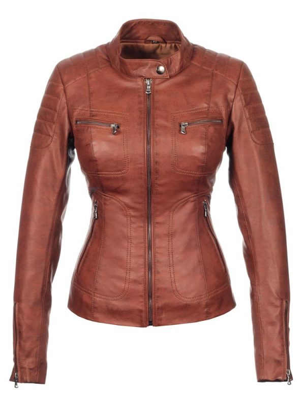 Ladies imitation leather jacket Miami tan Versano