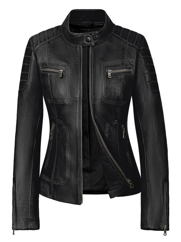 Leren dames jas biker