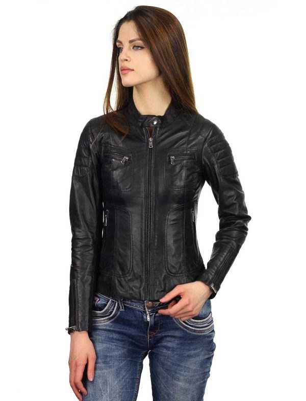 Leren dames jas biker