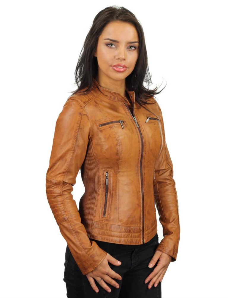 ladies imitation leather jacket cognac 346 Versano