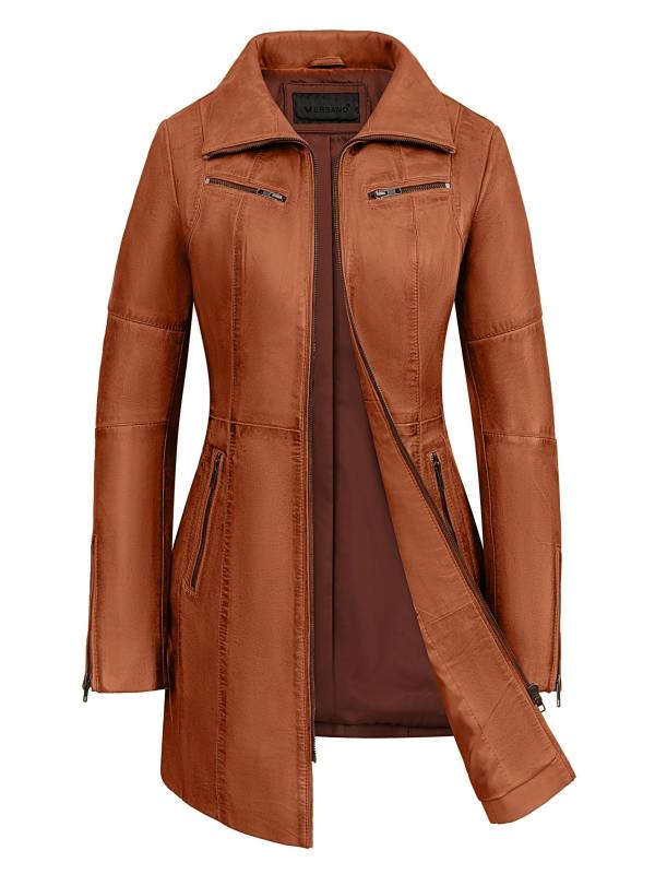 Long leather jacket for ladies on sale