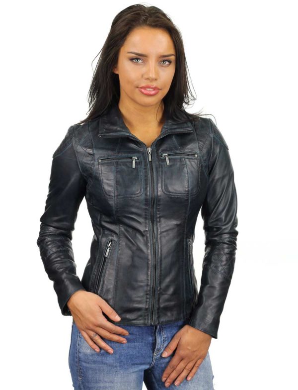 imitation leather ladies jacket blue 340 Versano