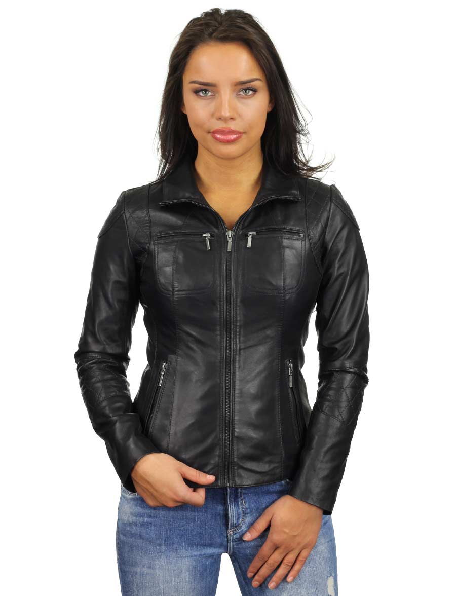 Rebajar Entretenimiento Precursor chaqueta de cuero para mujer negro Versano 340, chaqueta de piel de cordero