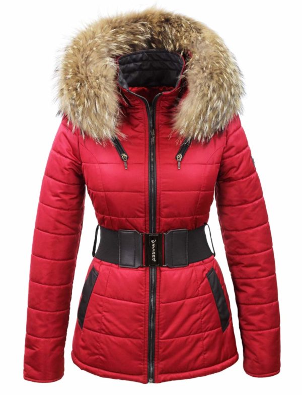 veste d'hiver femme avec ceinture Karishma rouge Versano
