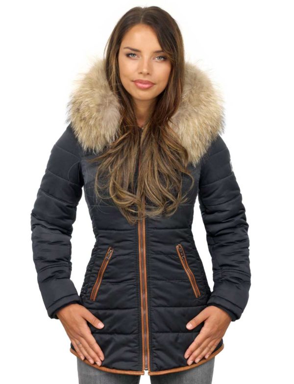 ladies winter jacket Jenny blue/cognac Versano