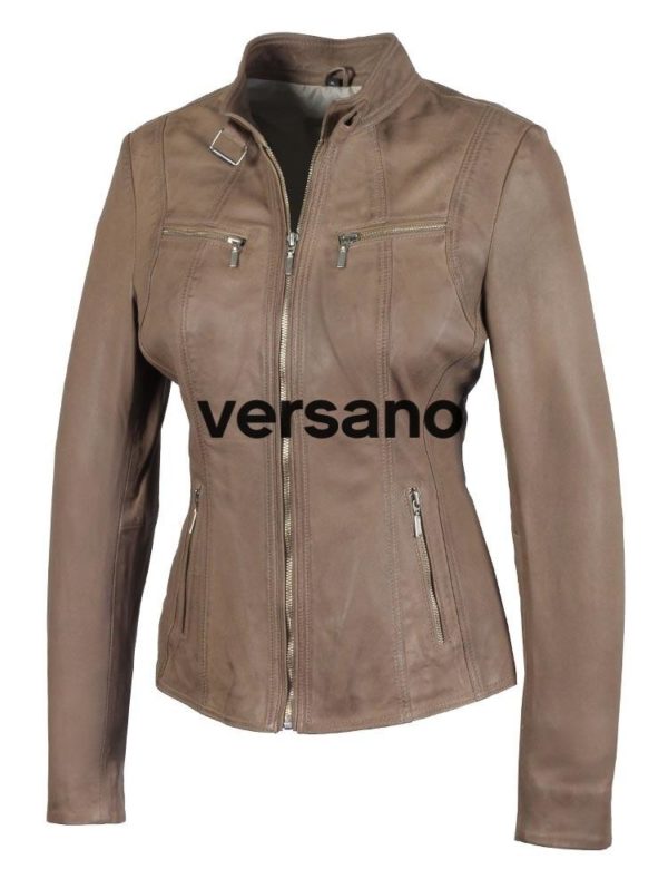 Leather ladies jacket 315 taupe/camel Versano