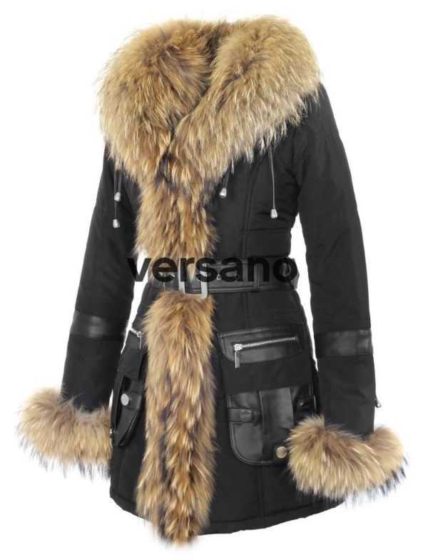 Versano Dames Winterjas Met Bontkraag Mon Cheri Zwart Versano Dames Winterjas Met Bontkraag Mon Cheri Zwart