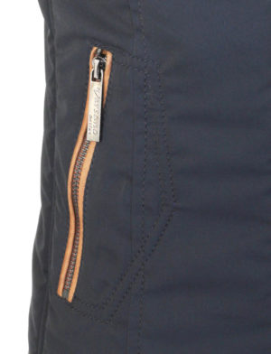 winterjas heren blauw met cognac biezen Roger Versano winterjas heren blauw met cognac biezen Roger Versano