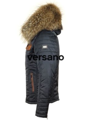 Versano Heren winterjas met Bontkraag Roger Blauw Versano Heren winterjas met Bontkraag Roger Blauw