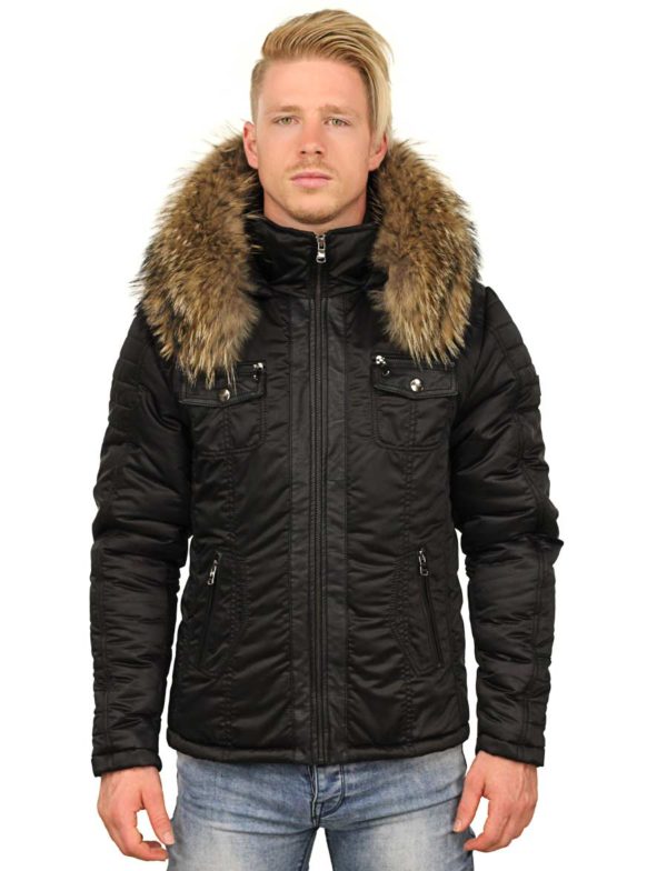 winter jacket men with fur collar Roger black