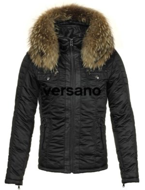 Versano heren winterjas met bontkraag Roger zwart Heren jassen met bontkraag, herenjassen met bontkraag