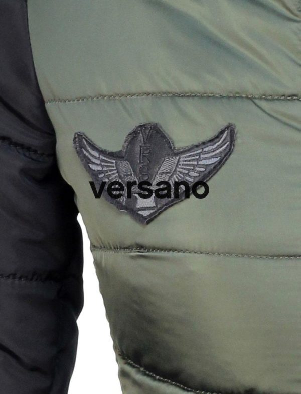 Dames piloten winterjas bontkraag met badges groen Versano Dames Winterjas bontkraag met badges Versano Zara legergroen