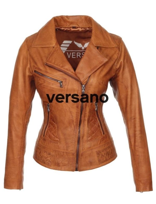 Ladies leather jacket Versano 305 Cognac