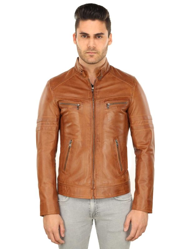 Leather men's jacket TR43 cognac Versano