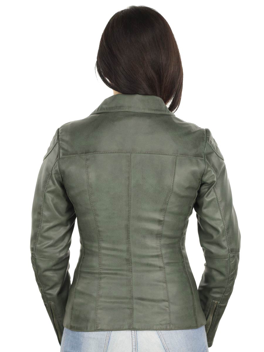 Guiño Amanecer acoso Chaqueta de cuero de imitación para mujer verde 340 Versano, chaquetas de  mujer verde