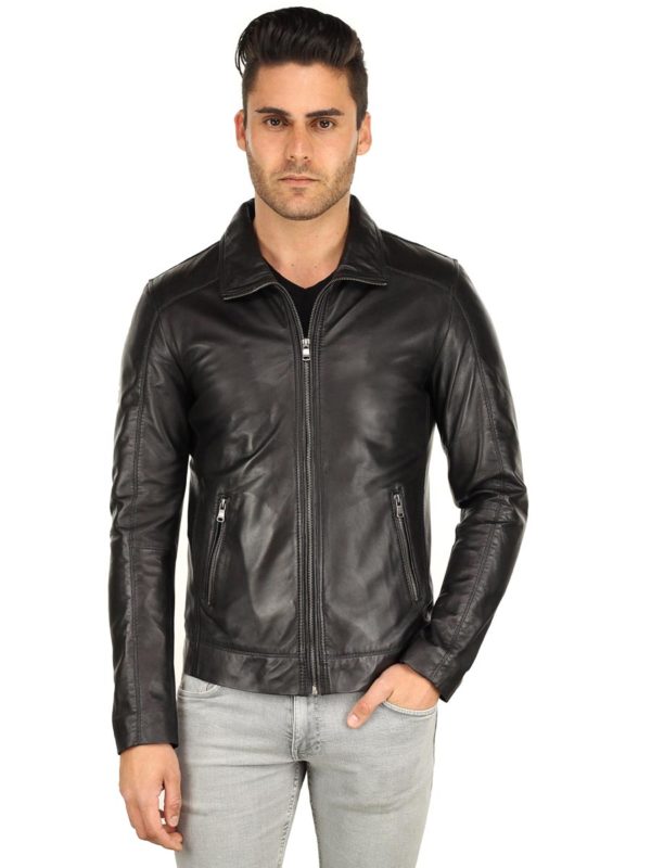 men's leather jacket black TR53 Versano