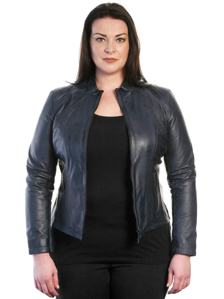 large-size-leather-jacket-ladies-blue-versano-316-front
