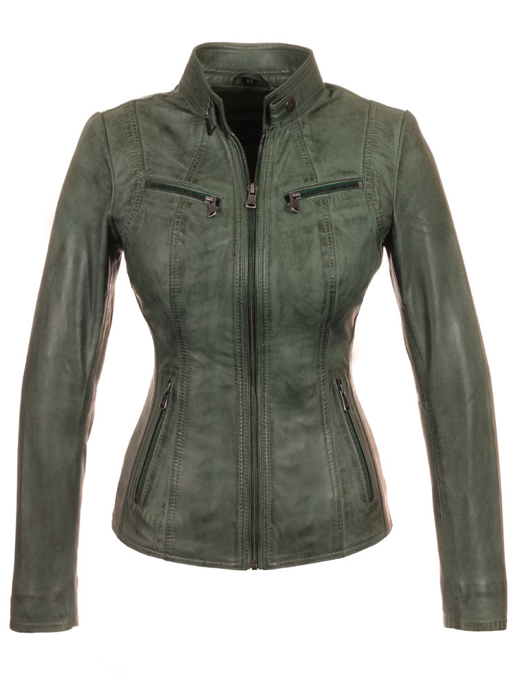 ladies imitation leather jacket green 315 Versano
