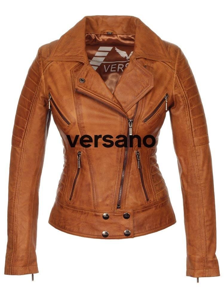 Ladies leather jacket Versano 336 Cognac