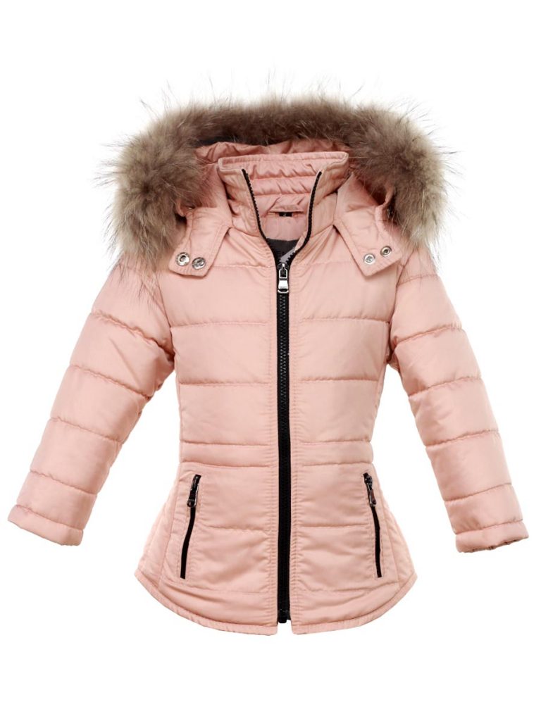 Girls parka jacket with fur collar pink Jenny Versano