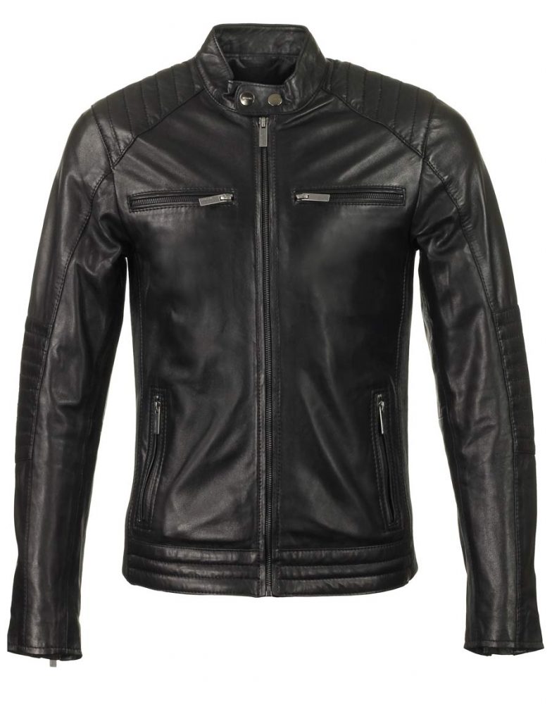 Leren Herenjas Vintage Leren Jas Heren Zwart Kunstleren Jas PU-synthetisch Leer Winterjas (Color : Schwarz, Size : L