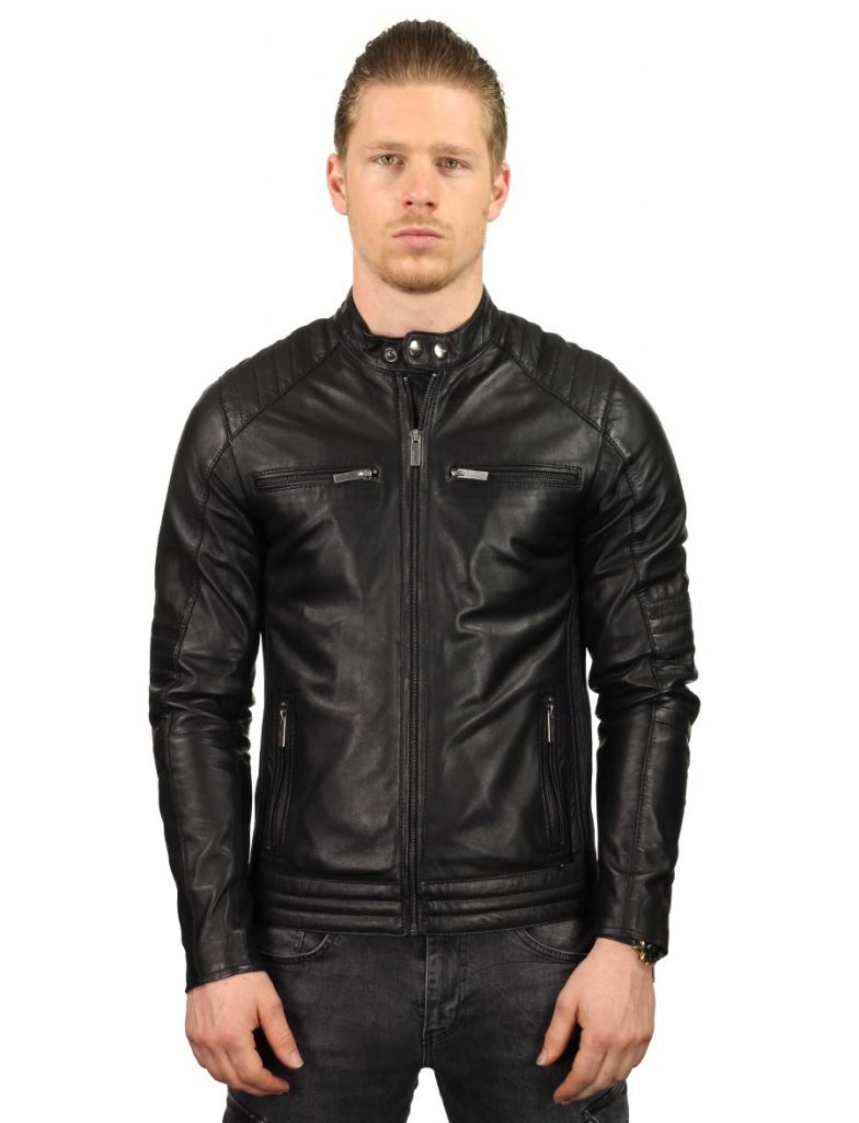Heren Marlon Brando Leren Jas - Retro Zebrapatroon Punk Slim Fit Turn