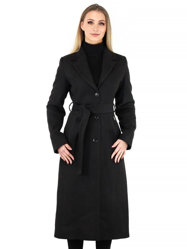Manteau long en laine pour femme Versano Delfin noir