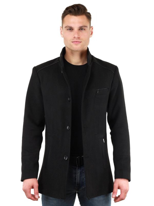 Men's wool coat black short Versano John