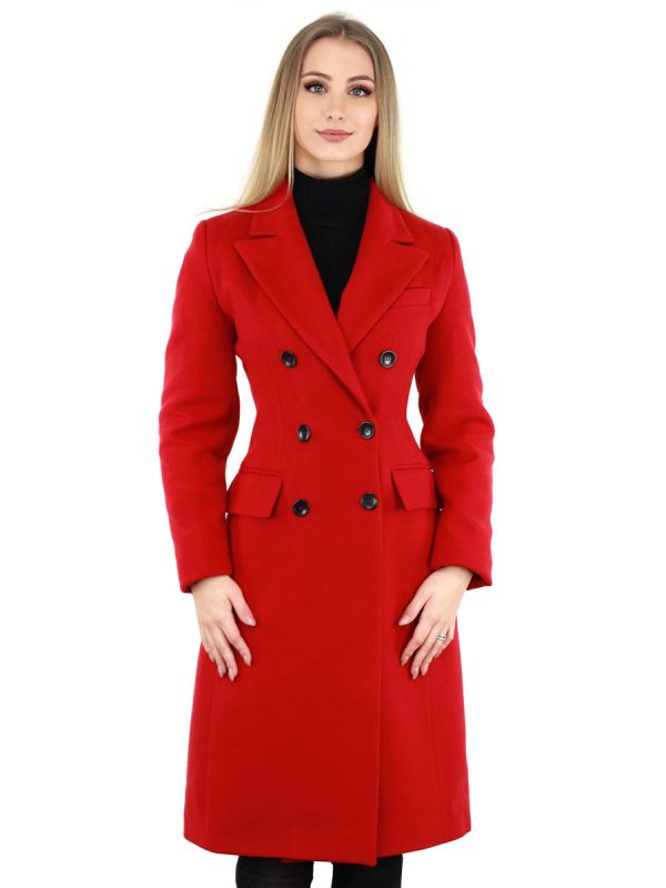 Mantel jas dames getailleerd Versano Valentina rood